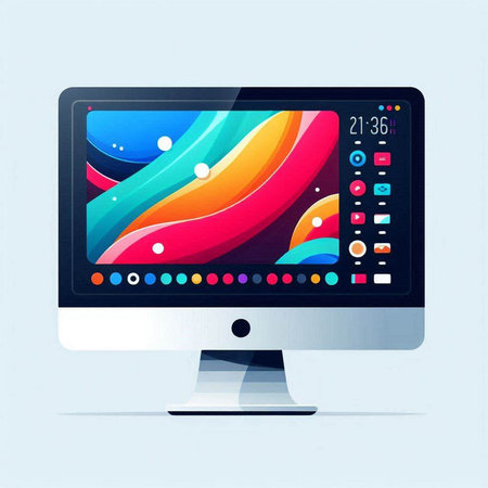 Computer monitor with colorful abstract background. Vector illustration. Eps 10.のイラスト素材