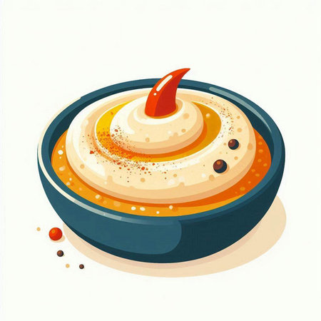 Pumpkin pudding in a bowl isolated on white background. Vector illustration.のイラスト素材