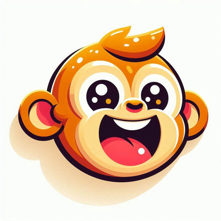 Funny cartoon monkey. Vector illustration isolated on a white background.のイラスト素材