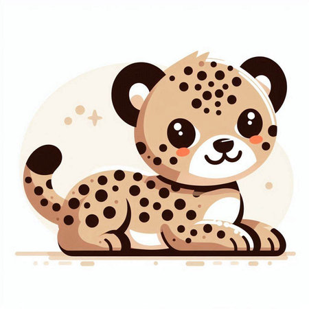 Cute cartoon cheetah isolated on white background. Vector illustration.のイラスト素材