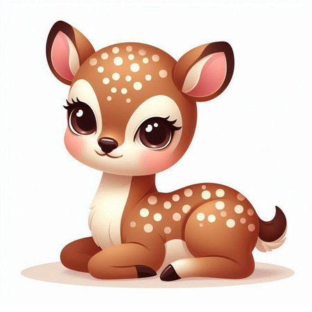 Cute little baby deer on a white background. Vector illustration.のイラスト素材