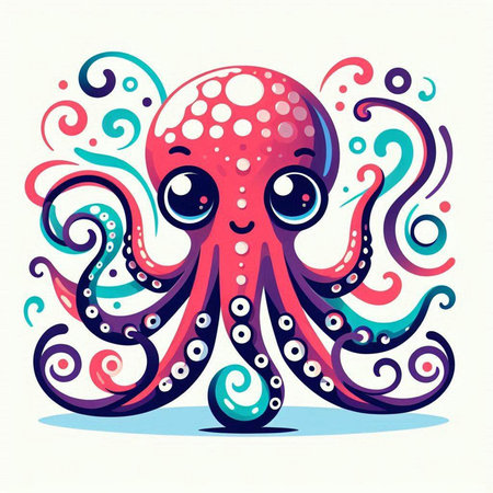 Vector illustration of cute octopus on white background. Vector illustration.のイラスト素材