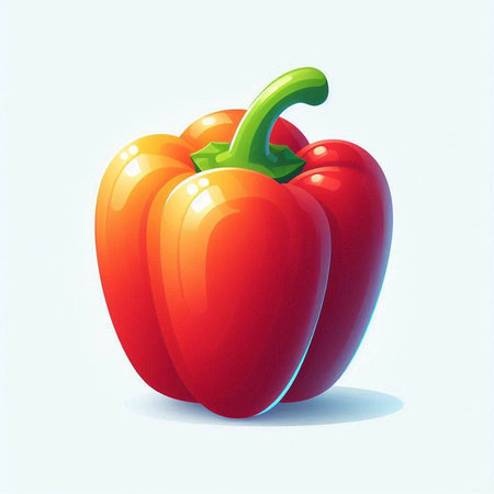 Illustration of a red bell pepper on a white background, vector illustrationのイラスト素材