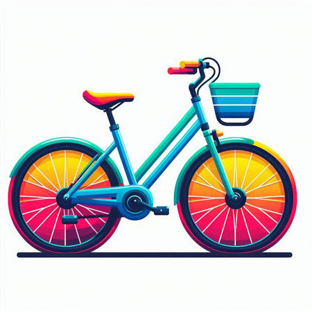 Bicycle with basket isolated on a white background. Vector illustration.のイラスト素材