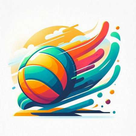 volleyball vector logo design template. abstract colorful background with ballのイラスト素材