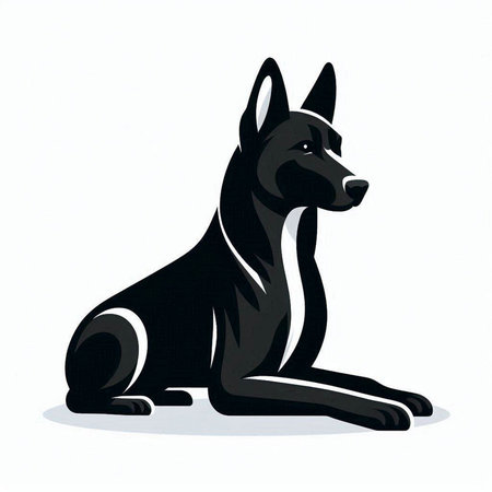 Illustration of a dog sitting on a white background. Vector illustration.のイラスト素材