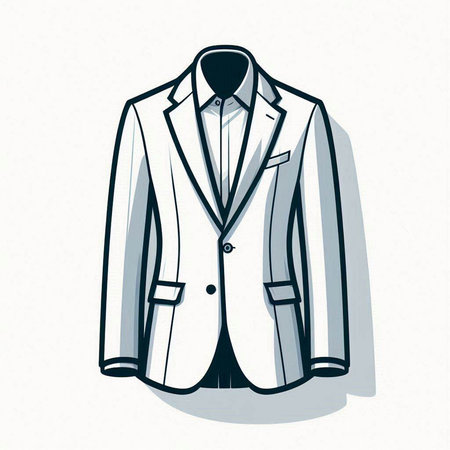 Illustration of a white men's coat on a white background.のイラスト素材