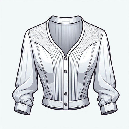 Women's blouse with a pattern on a white background. Vector illustrationのイラスト素材