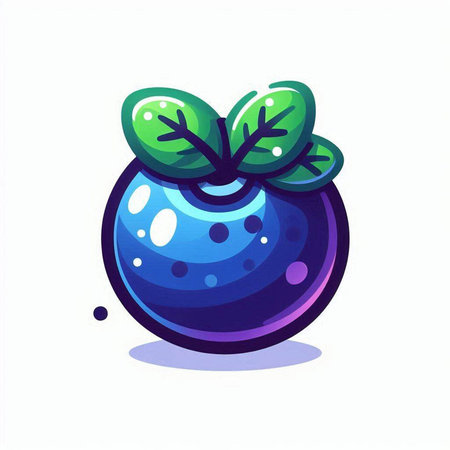 Blue christmas ball with green leaves on white background. Vector illustration.のイラスト素材