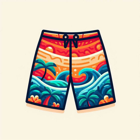 Vector illustration of summer shorts in cartoon style. Hand drawn summer shorts.のイラスト素材