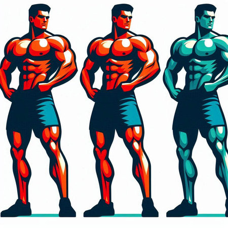 Muscular men with different body shapes. Vector illustration for your designのイラスト素材