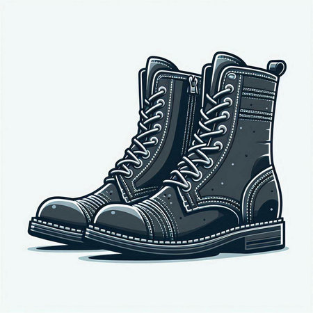 Vector illustration of a pair of boots isolated on a white background.のイラスト素材