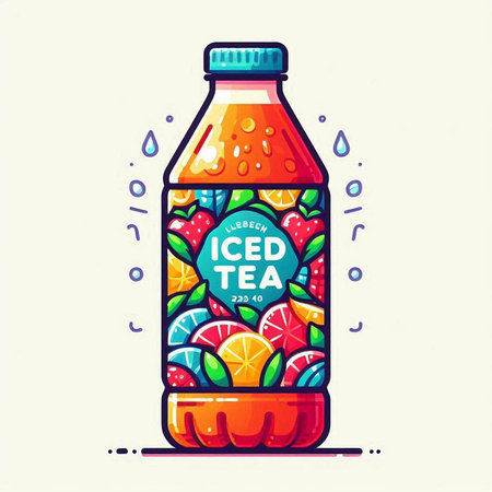 Vector illustration of a bottle of orange juice. Hand drawn style.のイラスト素材