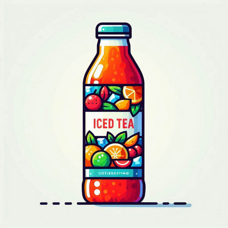 Bottle of tasty smoothie. Colorful flat vector illustration.のイラスト素材