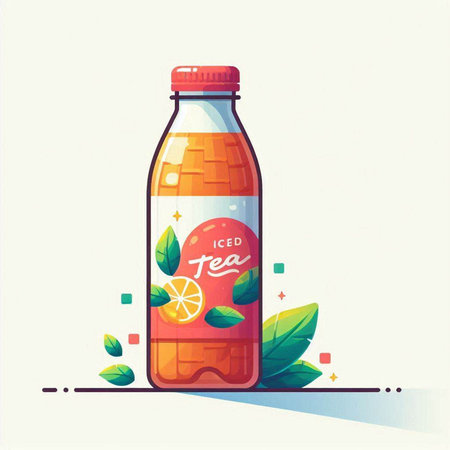 Lemonade in a bottle. Vector illustration in flat style.のイラスト素材