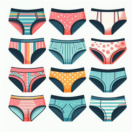 Set of women's underwear. Vector illustration in a flat style.のイラスト素材