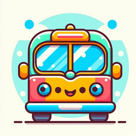 Cute cartoon bus. Vector illustration of a cute school bus.のイラスト素材