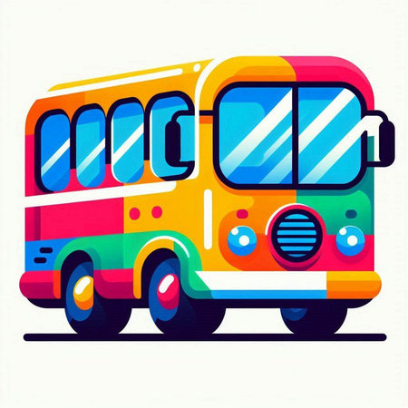 Colorful school bus isolated on a white background. Vector illustration.のイラスト素材