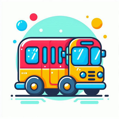 School bus vector illustration in flat cartoon style. Back to school concept.のイラスト素材