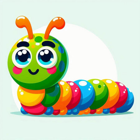 Cute cartoon caterpillar. Vector illustration isolated on white background.のイラスト素材