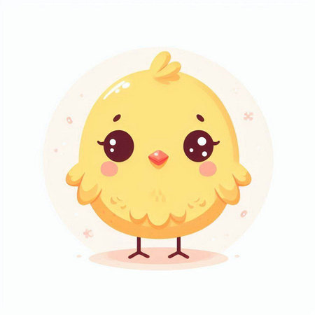 Cute little chicken. Vector illustration in cartoon style. Isolated on white background.のイラスト素材
