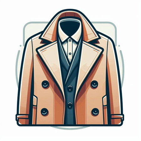 Illustration of a man's coat on a white background, vector illustrationのイラスト素材