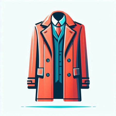 Stylish red coat on a white background. Vector illustration in flat styleのイラスト素材