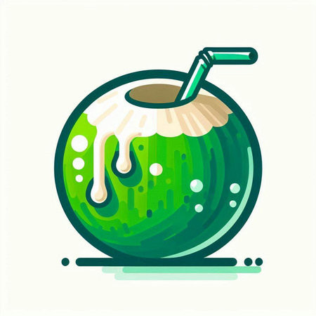 Coconut water drink. Vector illustration in flat design style.のイラスト素材