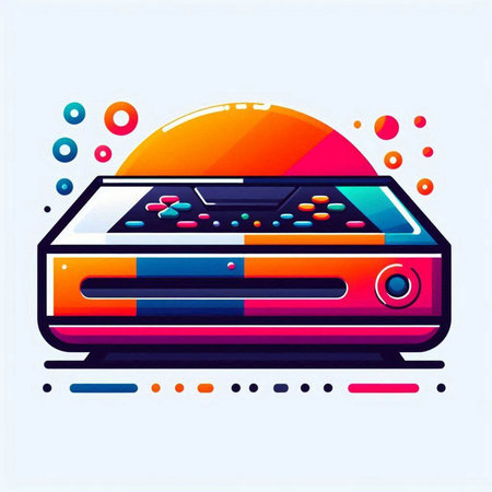 Retro CD player. Colorful vector illustration in flat style.のイラスト素材