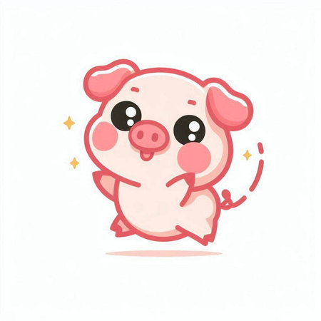 Cute cartoon pig. Vector illustration isolated on a white background.のイラスト素材