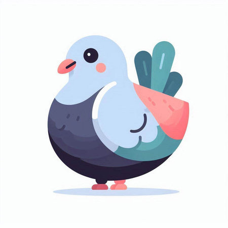Pigeon with a carrot in its beak. Vector illustration in cartoon style.のイラスト素材