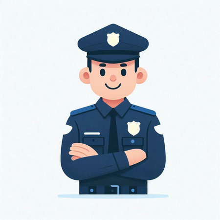 Policeman in uniform. Vector illustration in flat cartoon style.のイラスト素材