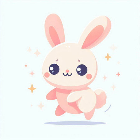 Cute cartoon bunny on white background. Vector illustration in a flat style.のイラスト素材