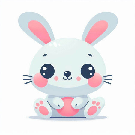 Cute cartoon rabbit isolated on white background. Vector Illustration.のイラスト素材