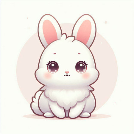 Cute cartoon bunny. Vector illustration of a cute white rabbit.のイラスト素材