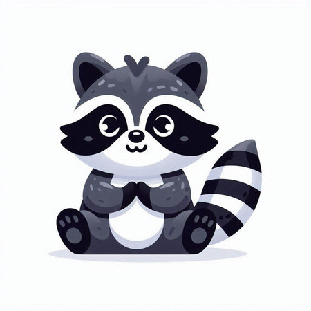 Cute raccoon cartoon character. Vector illustration isolated on white background.のイラスト素材