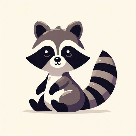 Cute raccoon vector illustration in retro style. Hand drawn cartoon animal.のイラスト素材