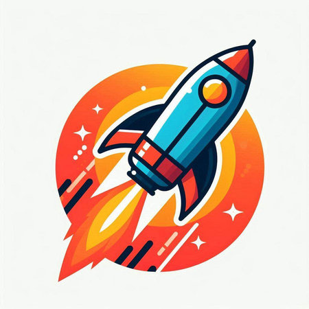 Rocket icon. Vector illustration in a flat style. The concept of business, startup, development.のイラスト素材