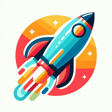 Space rocket icon. Vector illustration in flat design style. Eps 10のイラスト素材