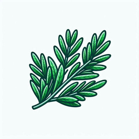 Hand drawn vector illustration of rosemary twig isolated on white background.のイラスト素材