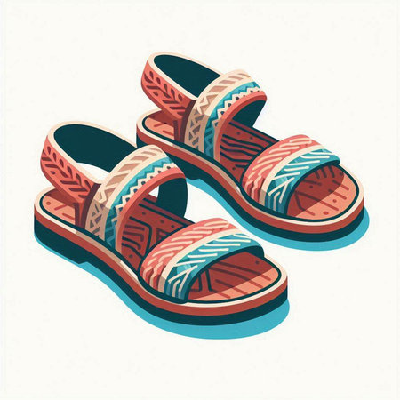 Vector illustration of colorful sandals. Isolated on white background.のイラスト素材