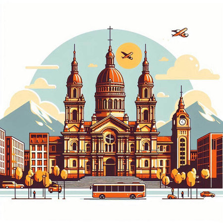 Church of St. Peter and Paul in Moscow, Russia. Vector illustration.のイラスト素材