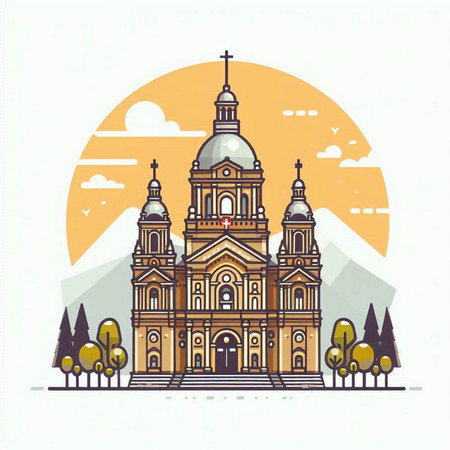 Church of St. John the Baptist in Moscow, Russia. Vector illustration.のイラスト素材