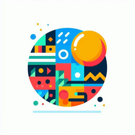 Colorful abstract geometric composition in the form of a circle. Vector illustrationのイラスト素材
