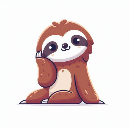 Cute cartoon sloth. Vector illustration isolated on white background.のイラスト素材