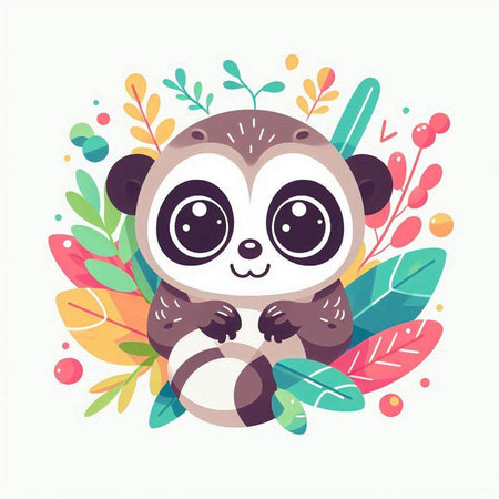 Cute baby panda bear. Vector illustration in cartoon style.のイラスト素材