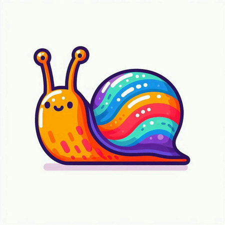 Cartoon snail on a white background. Vector illustration in a flat style.のイラスト素材