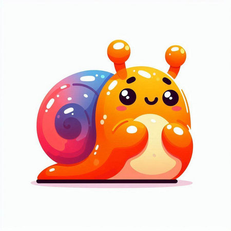 Cute cartoon snail. Vector illustration isolated on a white background.のイラスト素材