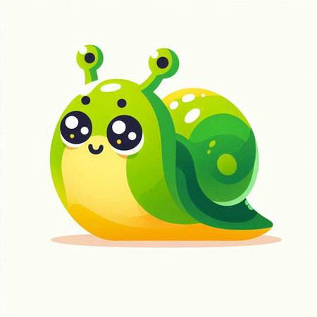 funny cartoon snail on white background, vector illustration eps10のイラスト素材
