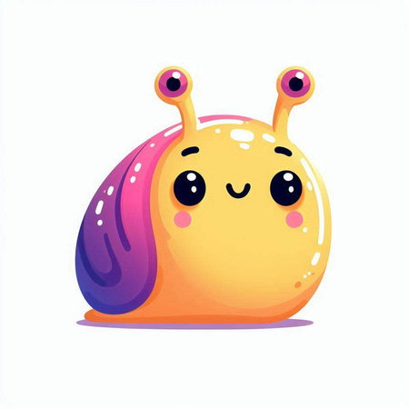 Cute cartoon snail character. Vector illustration isolated on white background.のイラスト素材